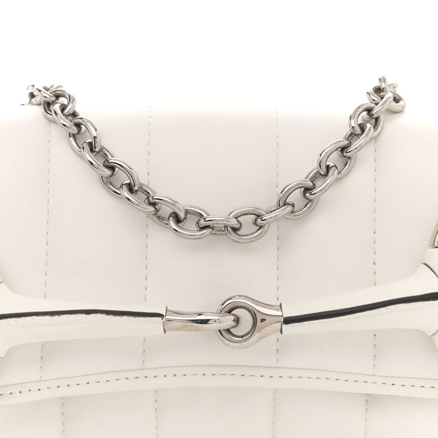 Gucci Nappa Vertical Matelasse Medium Maxi Horsebit Chain Shoulder Bag Mystic White 8 of 13
