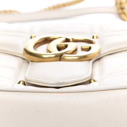 Gucci Calfskin Matelasse Studded Medium GG Marmont Shoulder Bag White 11 of 18