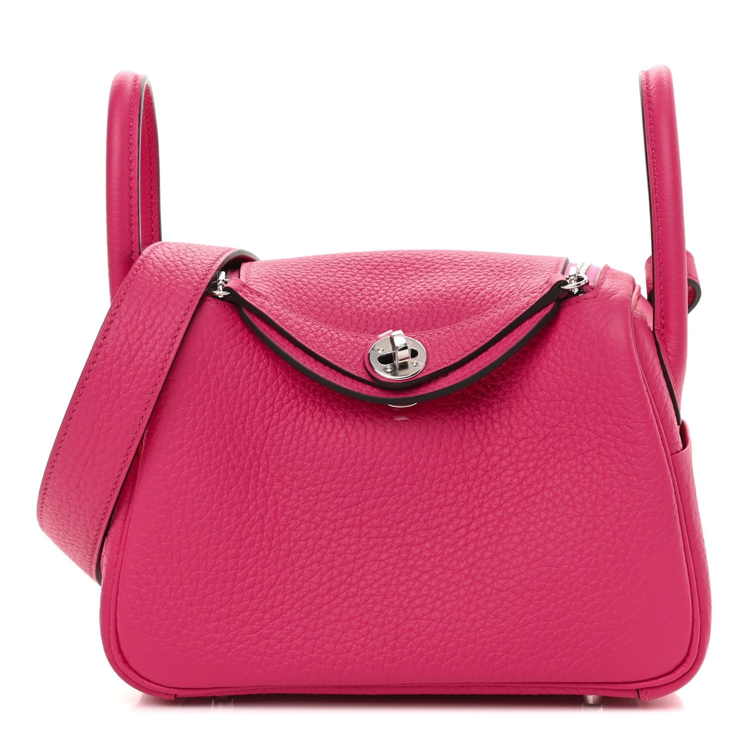 Hermes Taurillon Clemence Mini Lindy 20 Rose Shocking 1 of 11