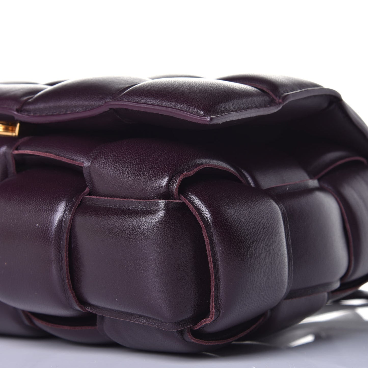 Nappa Maxi Intreccio Padded Cassette Crossbody Bag Plum