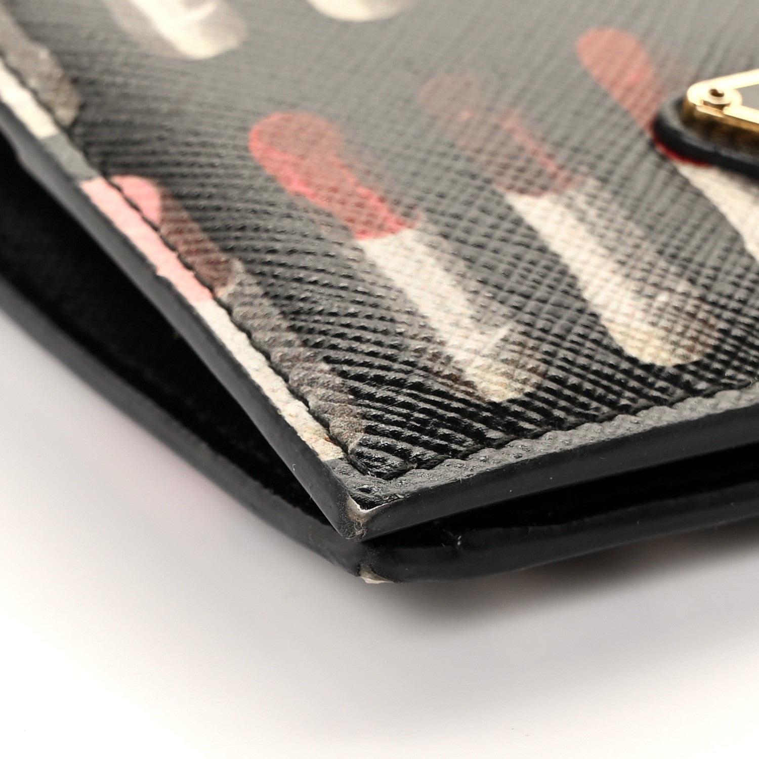 Prada Saffiano Lipstick Print Bi-Fold Wallet Black 6 of 12