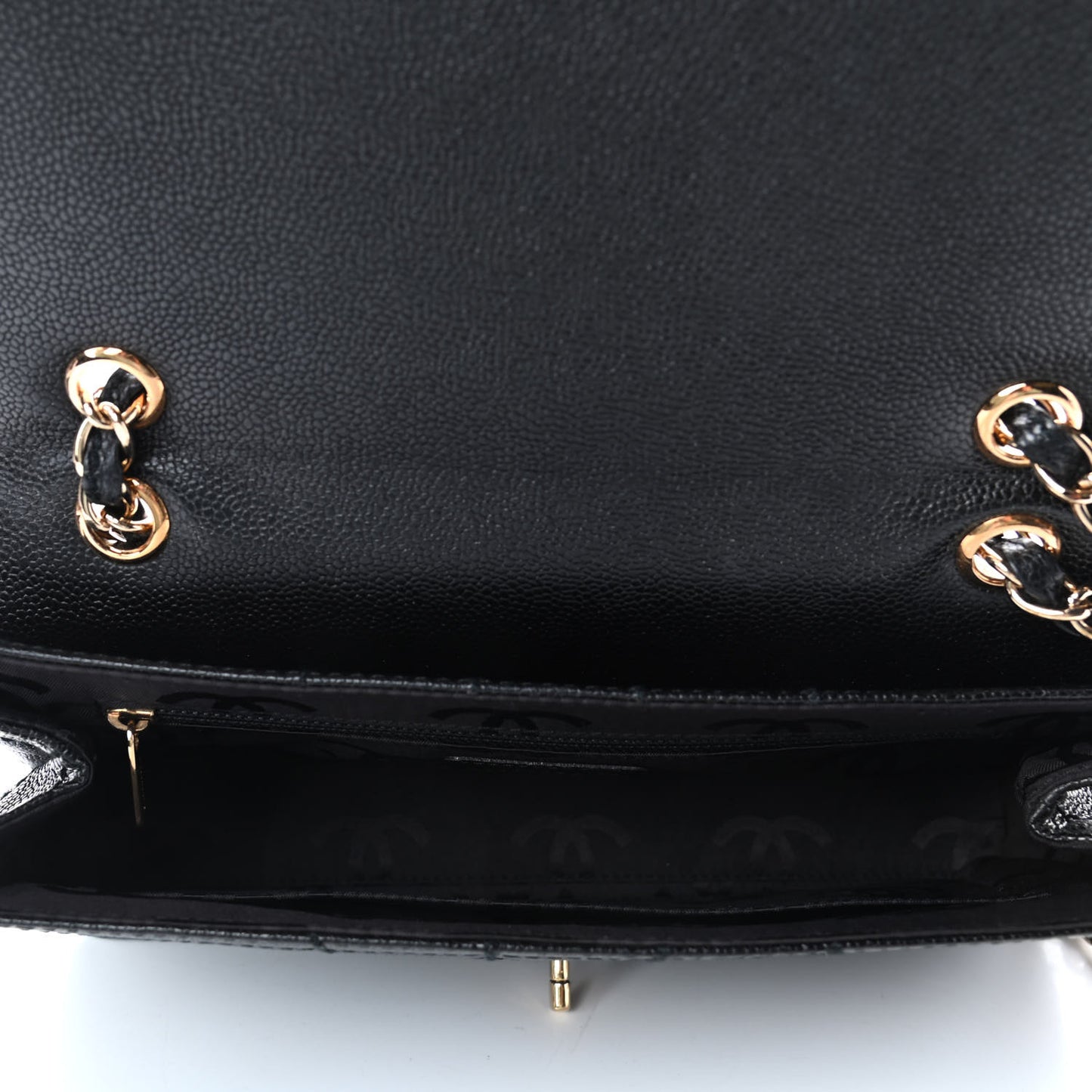 Caviar Square Stitched Small Flap Black
