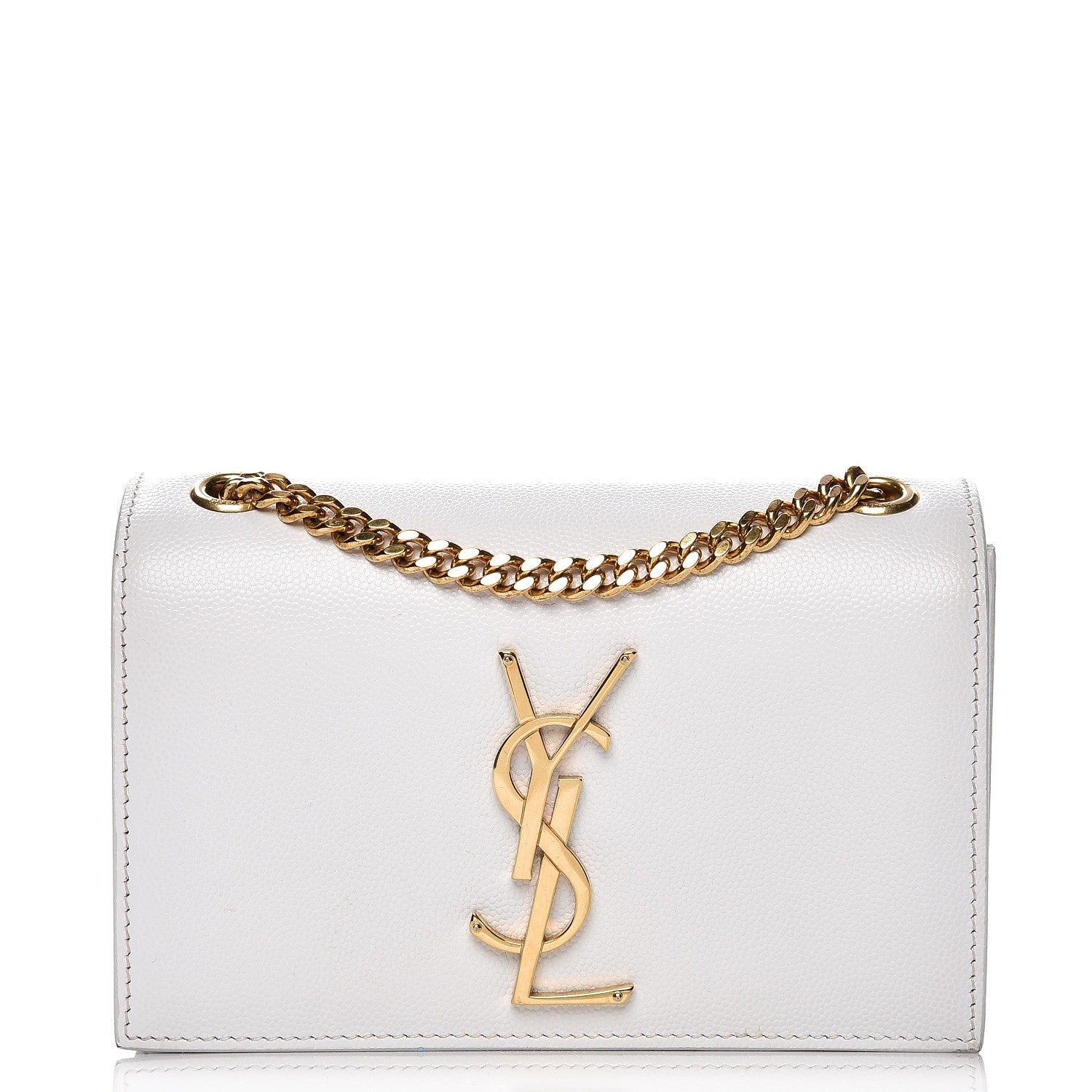 Saint Laurent Grain De Poudre Small Monogram Kate Satchel Optical White 1 of 10