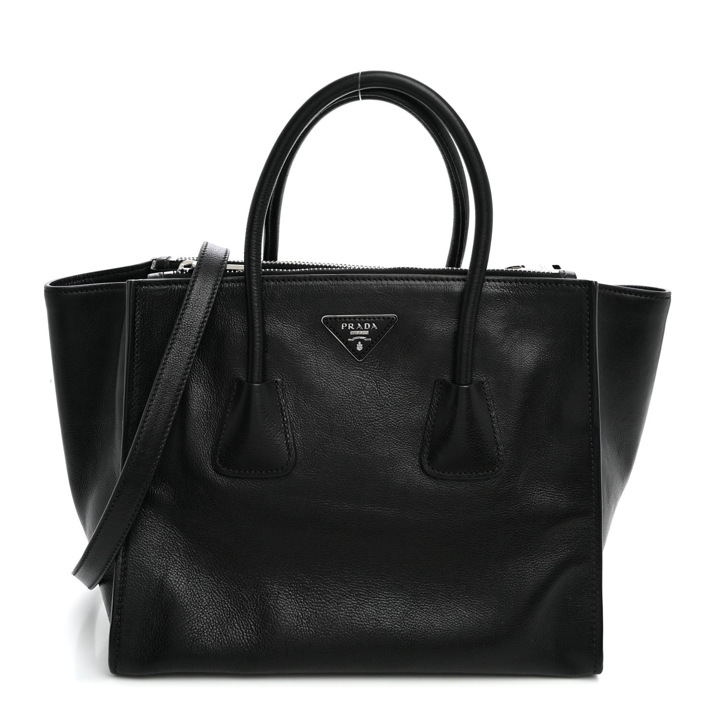 Glace Calf Twin Pocket Tote Black