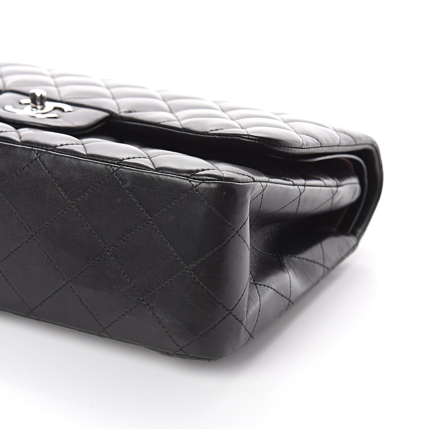 Lambskin Quilted Jumbo Double Flap Black