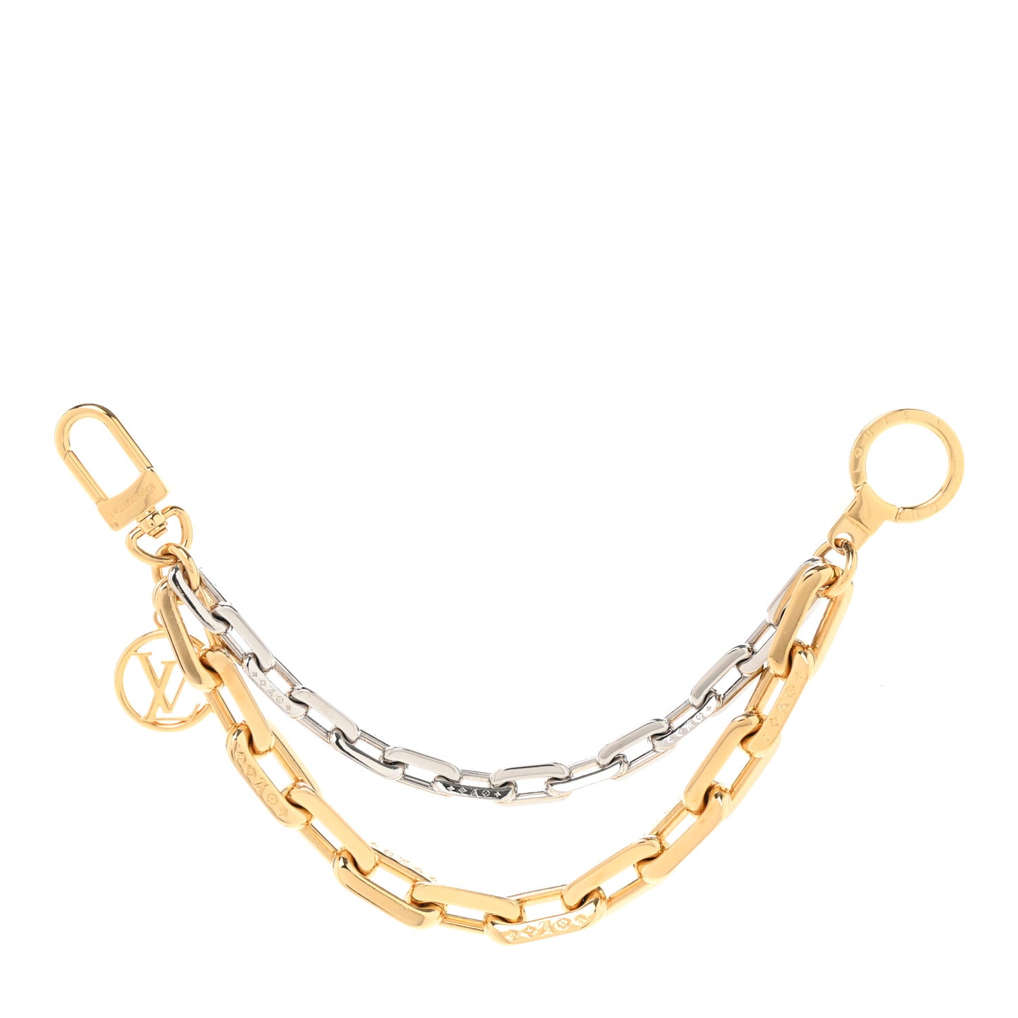 Metal LV Edge Chain Bag Charm Silver Gold