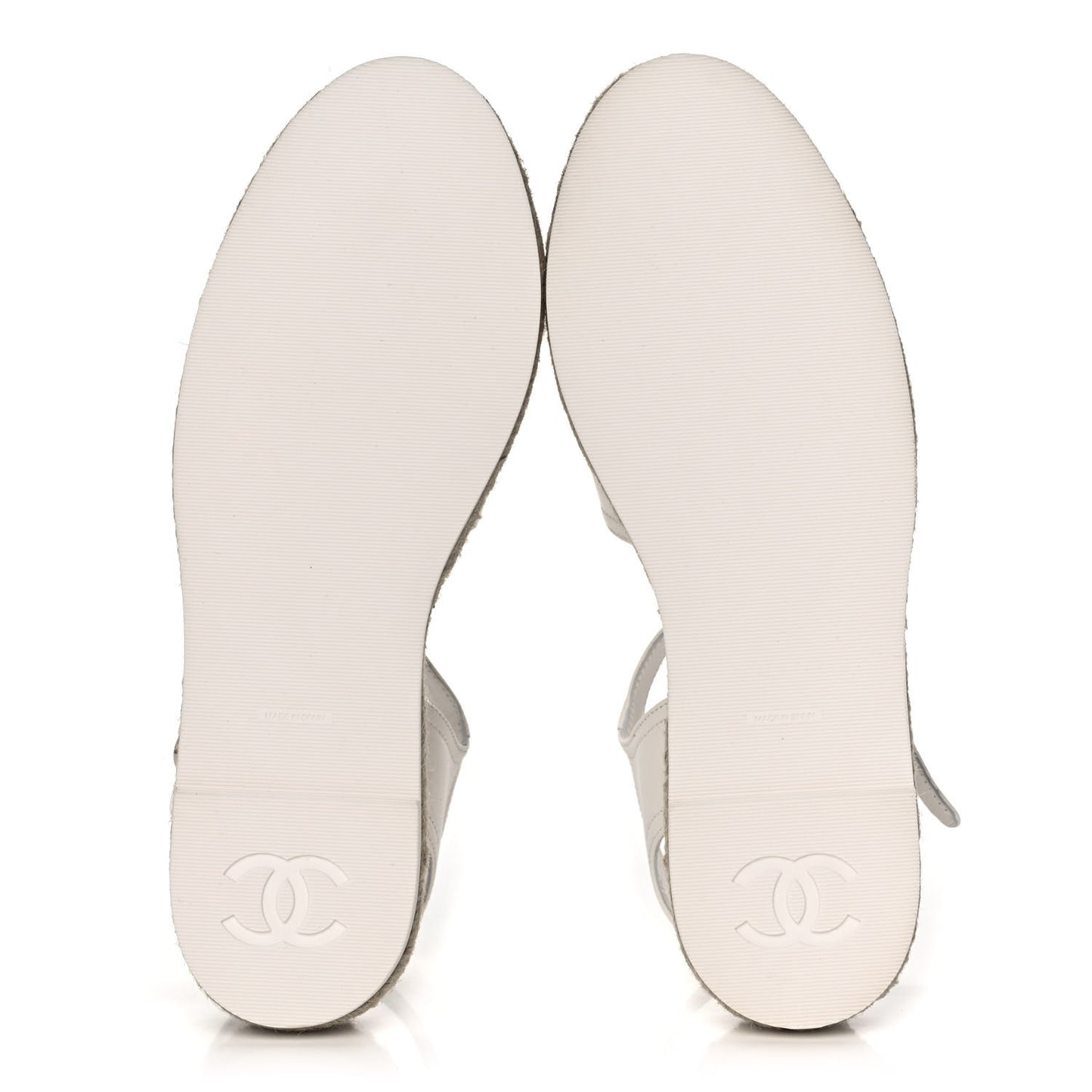 Lambskin Cap Toe CC Espadrille Sandals 37 White Black