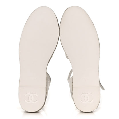 Chanel Lambskin Cap Toe CC Espadrille Sandals 37 White Black 5 of 11
