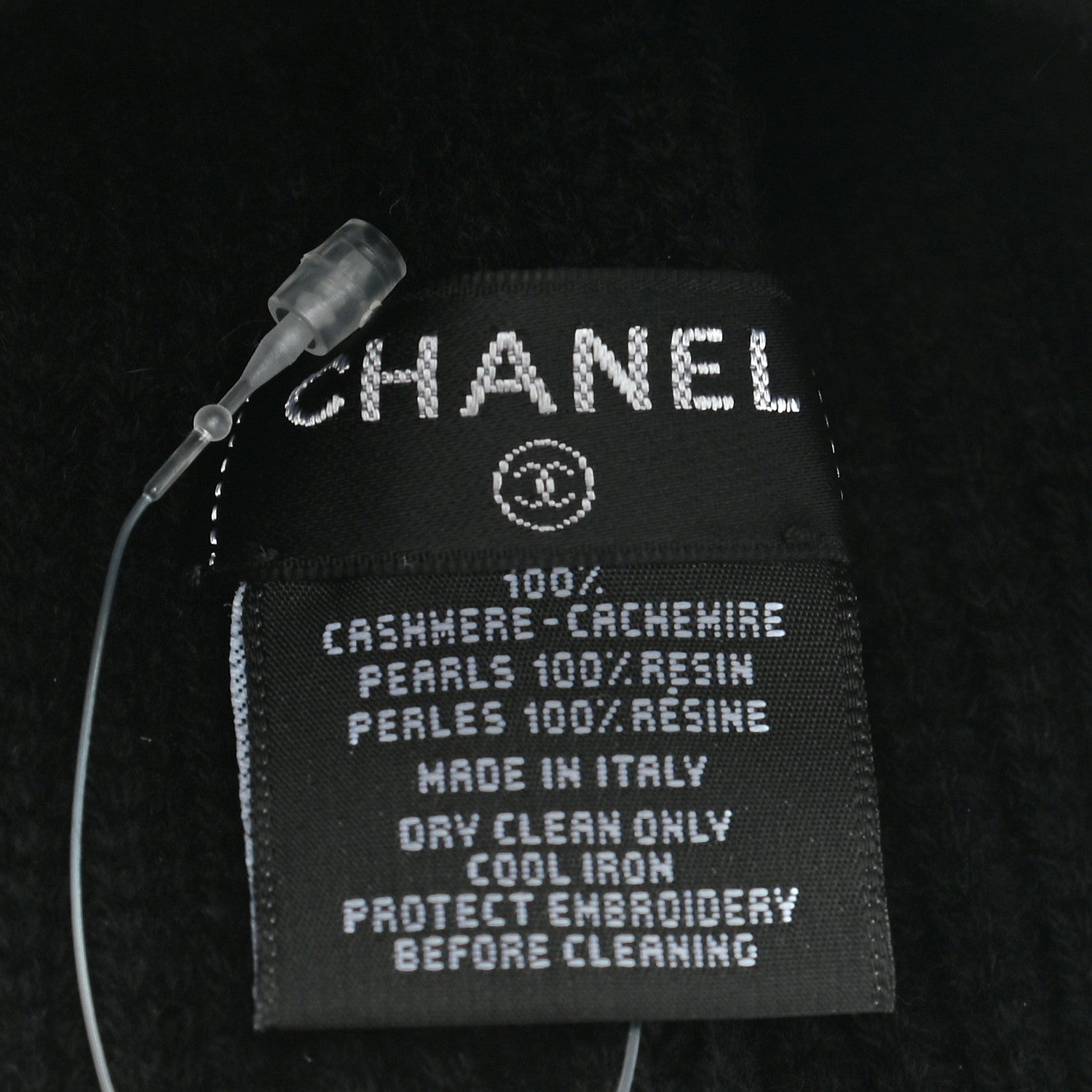 Chanel Cashmere Logo Beanie Hat Black White 5 of 5