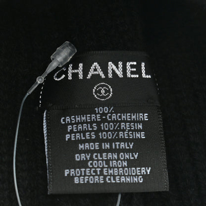Chanel Cashmere Logo Beanie Hat Black White 5 of 5