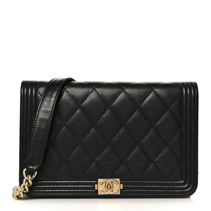 Chanel Caviar Quilted Boy Wallet On Chain WOC Black 1 of 13