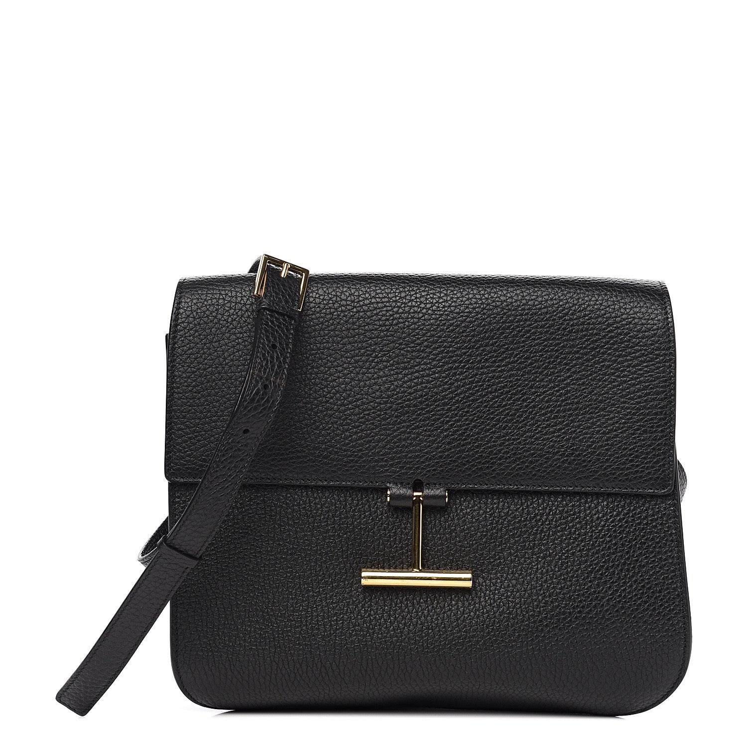Tom Ford Calfskin Large T Clasp Tara Crossbody Bag Black 1 of 10