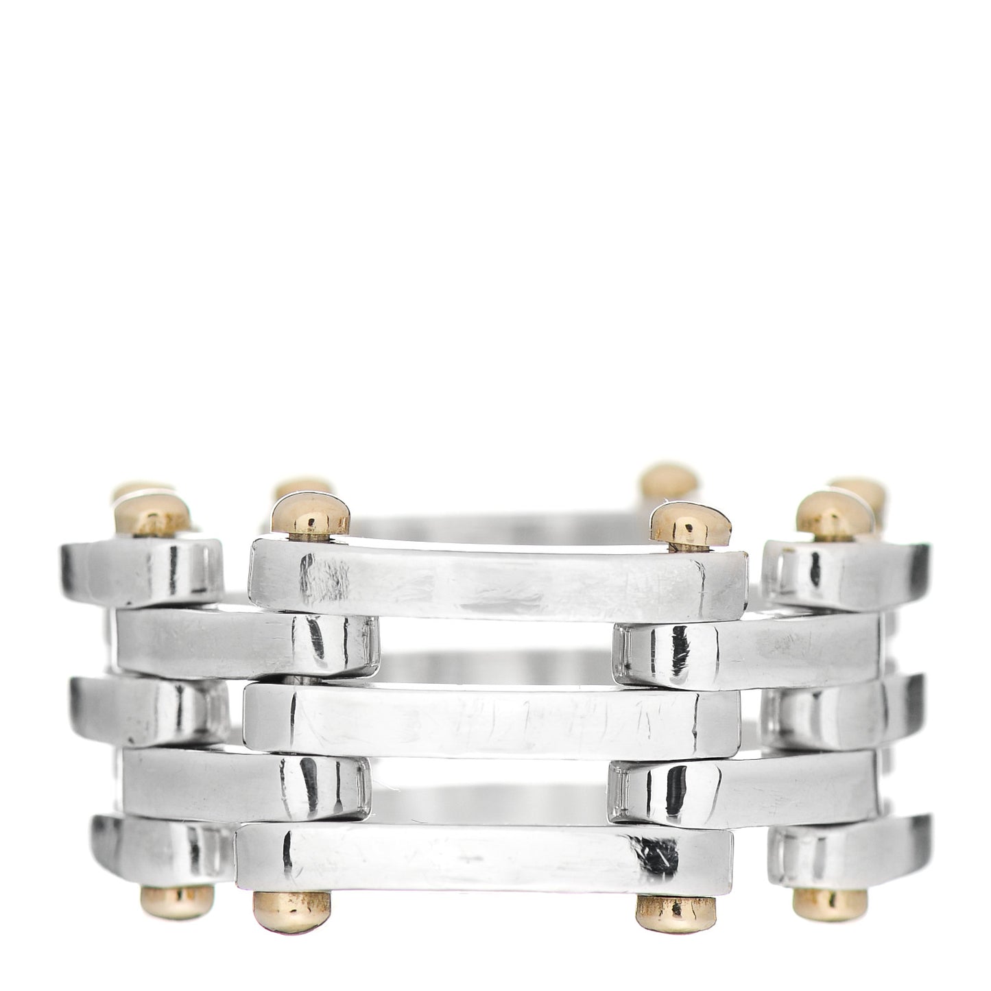 Sterling Silver 18K Yellow Gold Gatelink Ring 55 7.25