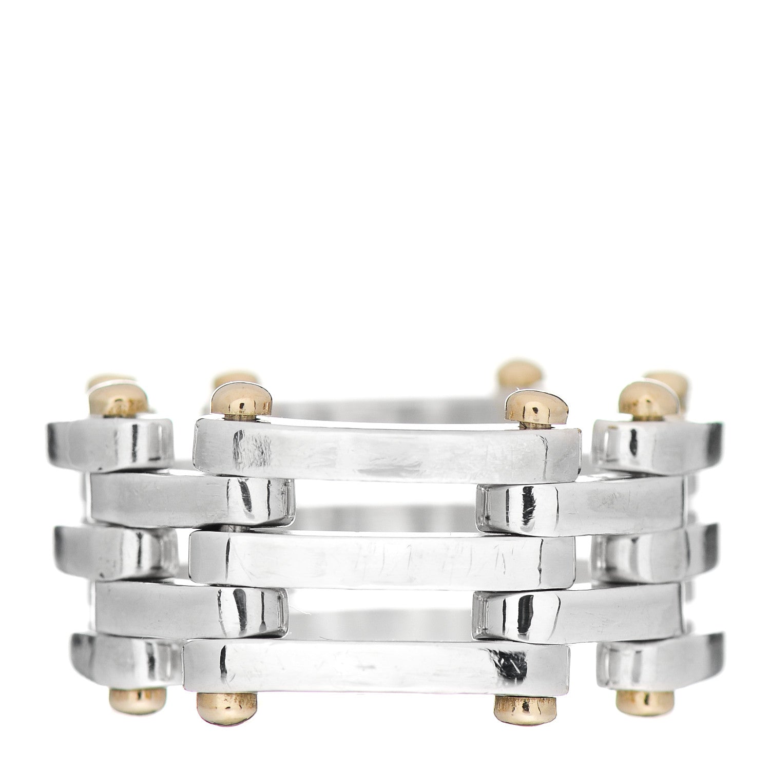 Tiffany Sterling Silver 18K Yellow Gold Gatelink Ring 55 7.25 1 of 4