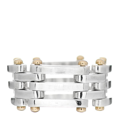 Tiffany Sterling Silver 18K Yellow Gold Gatelink Ring 55 7.25 1 of 4