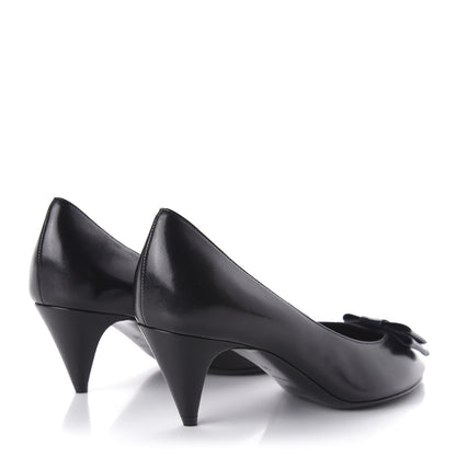 Saint Laurent Calfskin Bow Anais Pumps 36 Black 4 of 9
