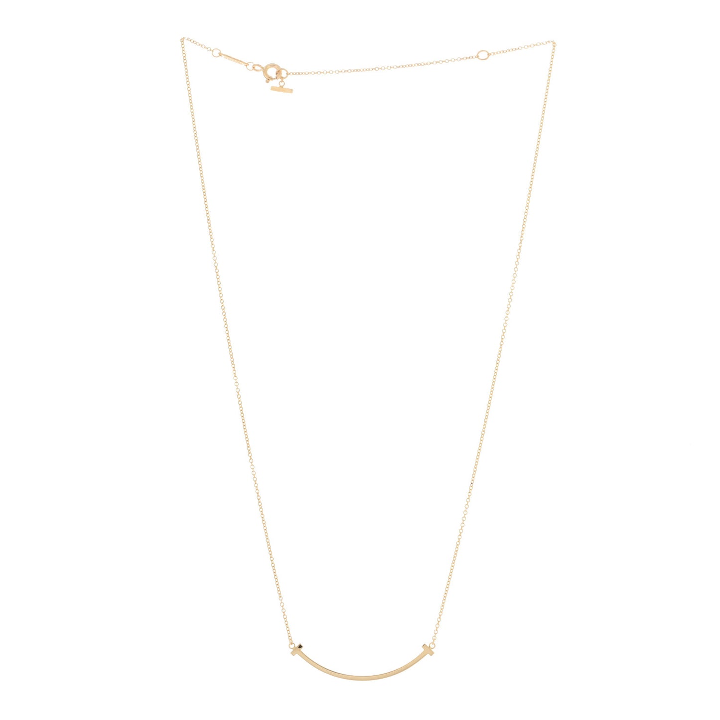 18K Yellow Gold Small T Smile Pendant Necklace
