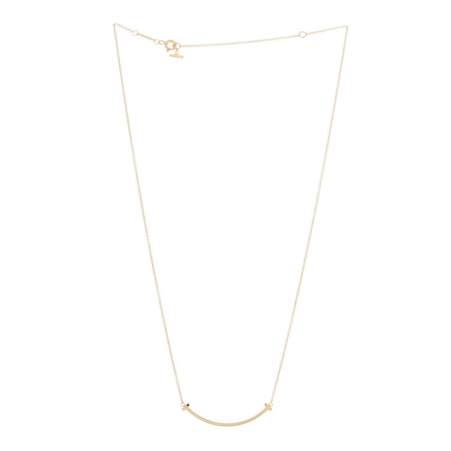 Tiffany 18K Yellow Gold Small T Smile Pendant Necklace 2 of 4