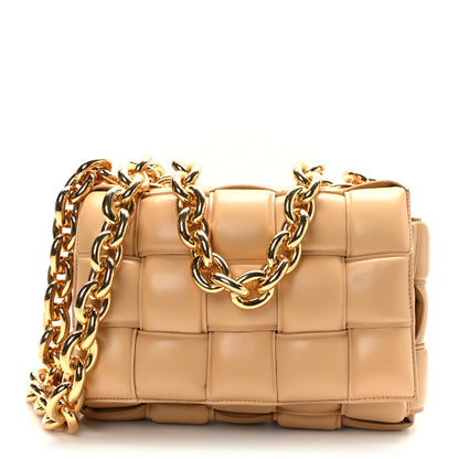 Bottega Veneta Lambskin Maxi Intreccio Padded Chain Cassette Crossbody Bag Almond 1 of 8