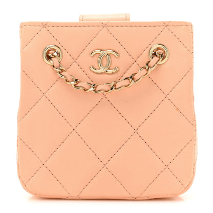 Chanel Lambskin Quilted Tiny Shopping Clutch With Chain Light Beige 1 of 15