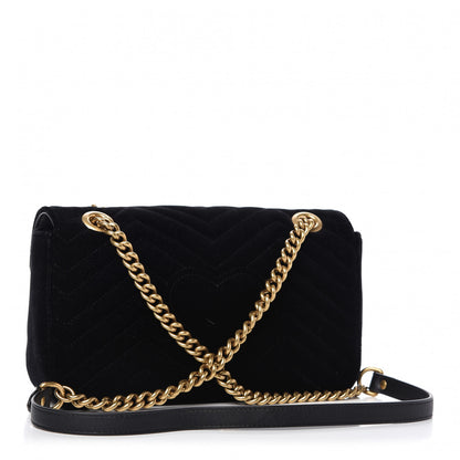Gucci Velvet Matelasse Small GG Marmont Shoulder Bag Black 3 of 9