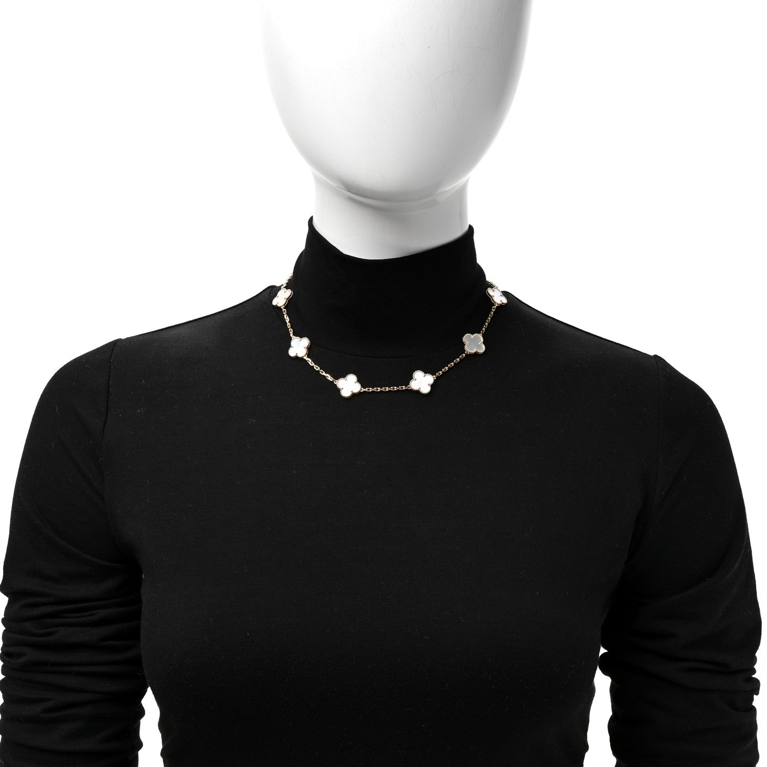 Van Cleef & Arpels 18K Yellow Gold Mother of Pearl 10 Motifs Vintage Alhambra Necklace 2 of 6