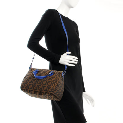 Fendi Zucca Vitello Elite Small Boston Tobacco Blue Neon 2 of 10