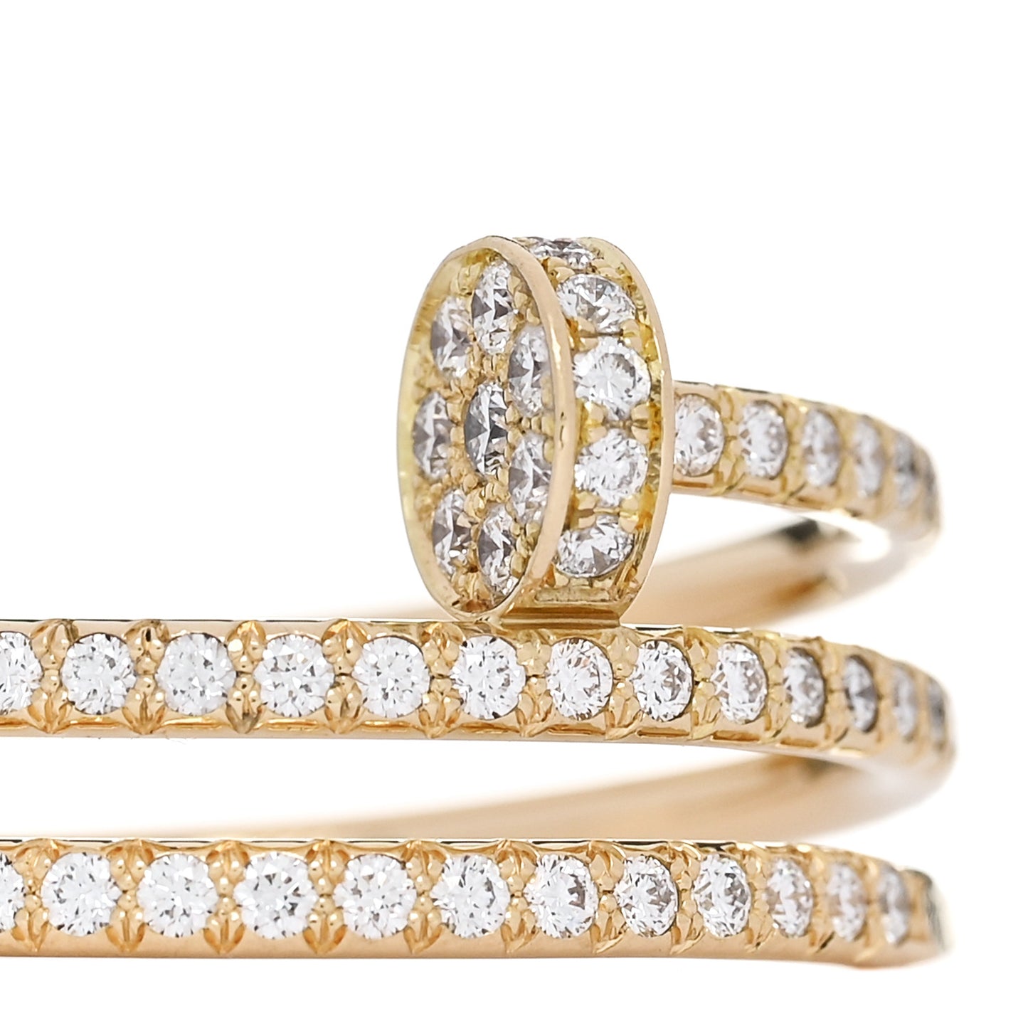 18K Yellow Gold Diamond Double Juste Un Clou Paved Ring 55 7.25