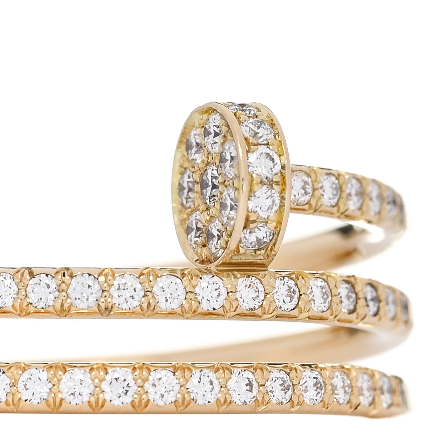 Cartier 18K Yellow Gold Diamond Double Juste Un Clou Paved Ring 55 7.25 4 of 6