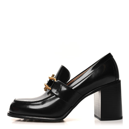 Bottega Veneta Glossy Calfskin Monsieur 70mm Loafer Pumps 38 Black 1 of 7