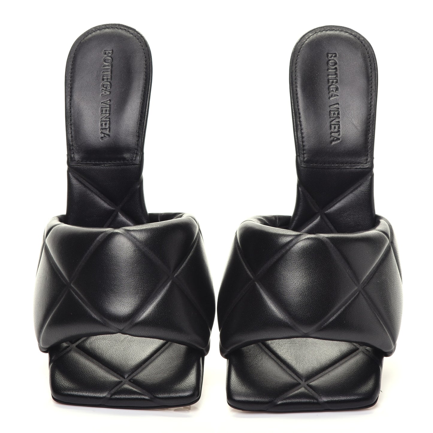 Nappa Quilted Rubber Lido Mule Sandals 38 Black