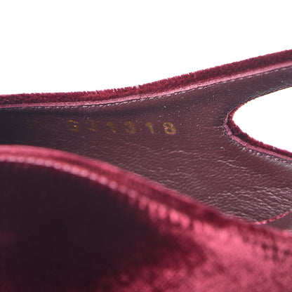 Chanel Velvet Grosgrain Cap Toe CC Slingback Pumps 38.5 Burgundy Black 8 of 9