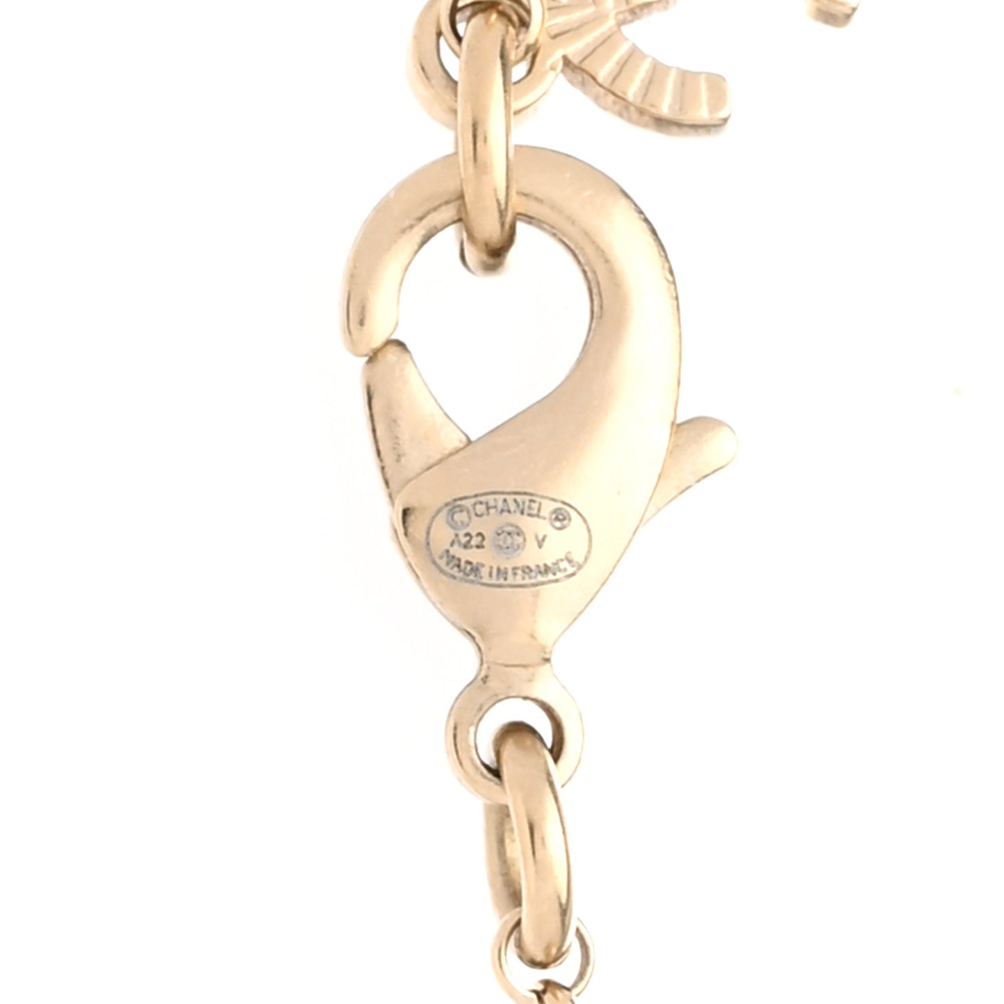 Pearl Crystal CC Heart Necklace Gold Pearly White