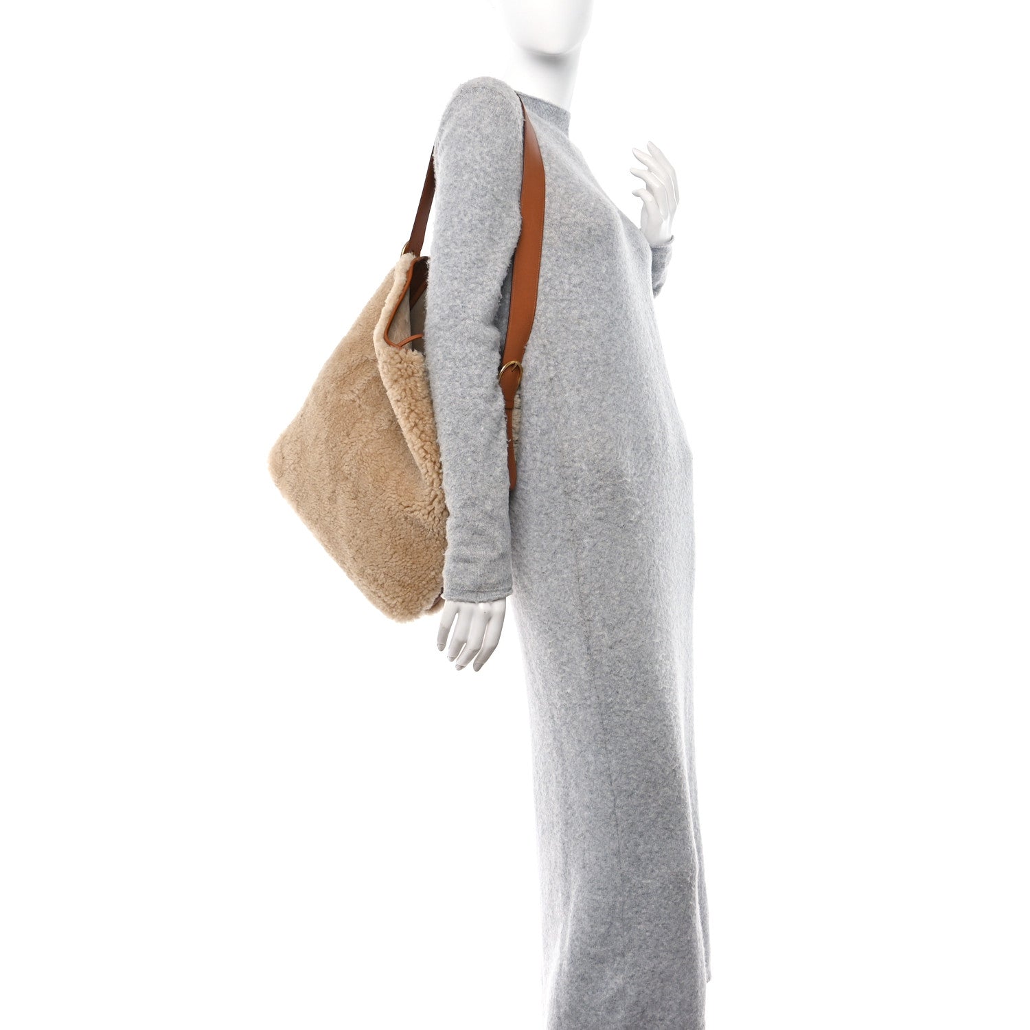 Saint Laurent Shearling Tote Natural 2 of 15