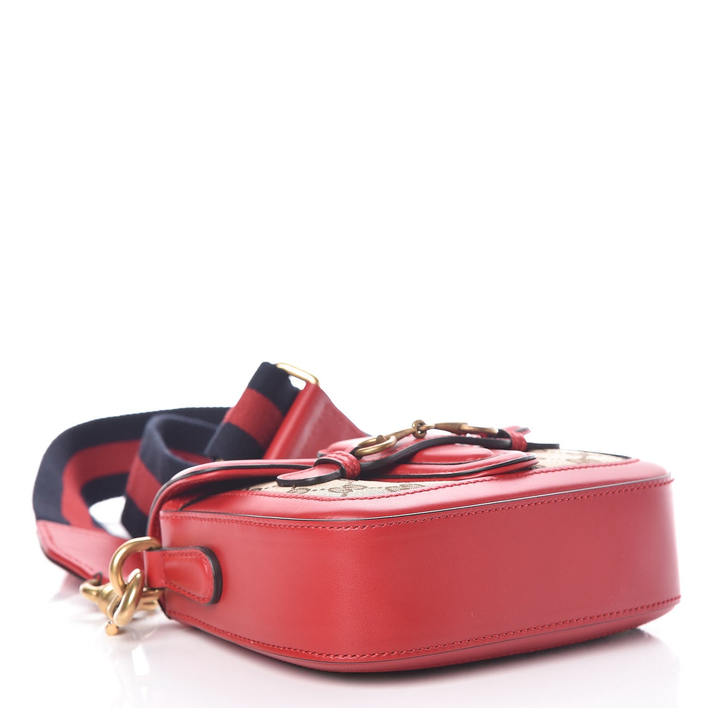 Monogram Ruinart Calfskin Small Lady Web Shoulder Bag Beige Ebony Hibiscus Red