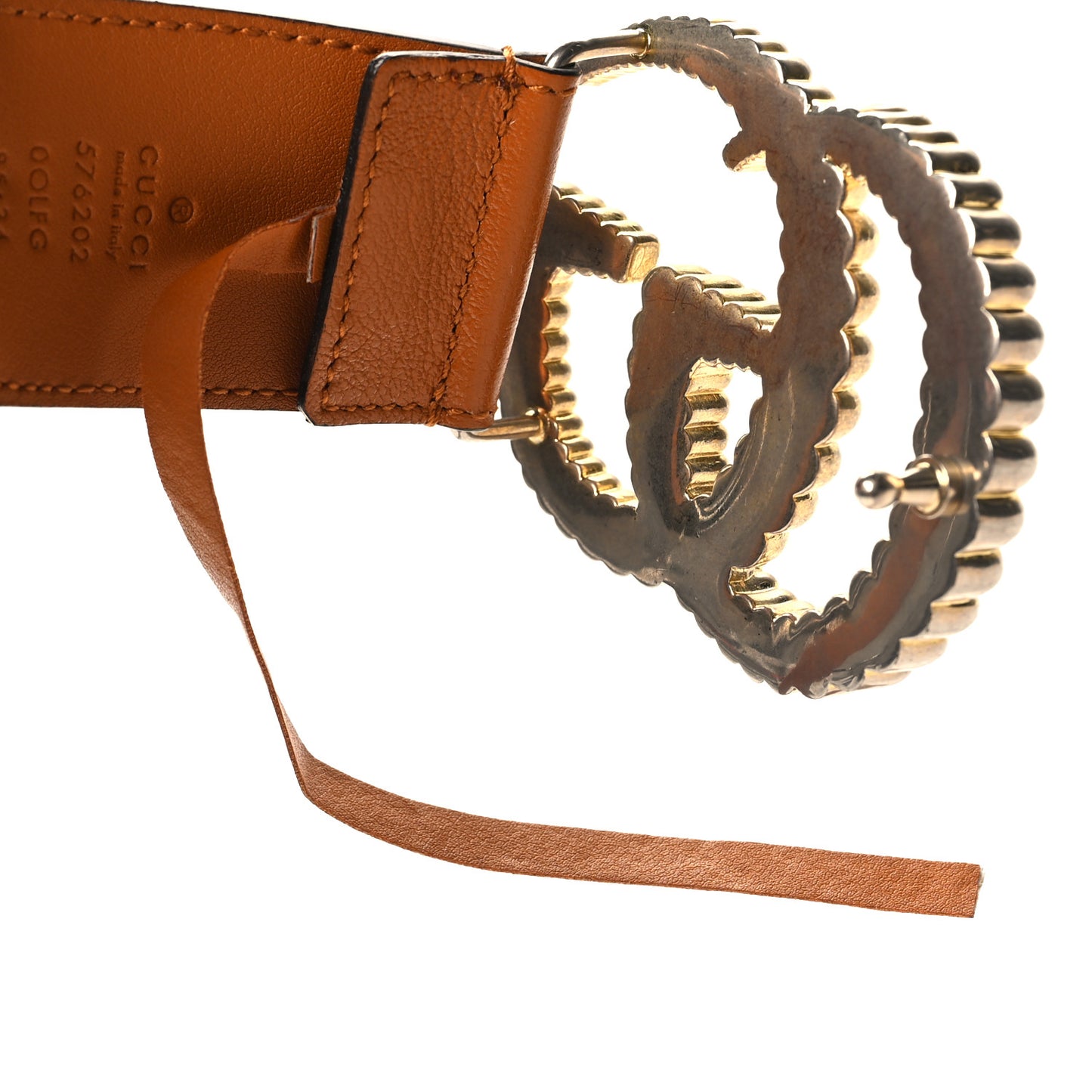 Azalea Calfskin Matelasse Diagonal Torchon Double G 40mm Belt 85 34 Cognac Black