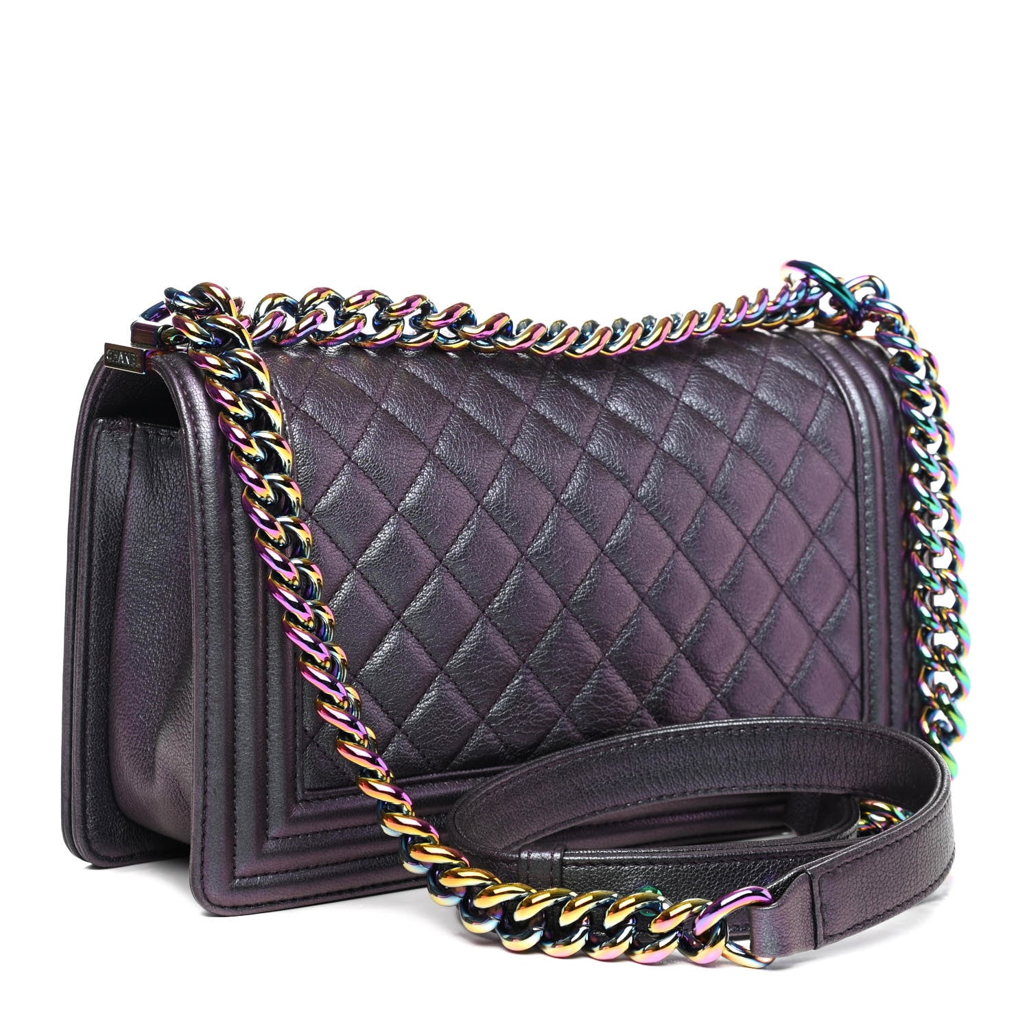 Chanel Iridescent Goatskin Quilted Medium Boy Flap Purple 2 of 4
