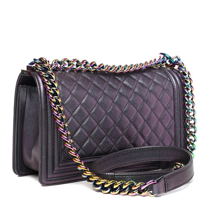 Chanel Iridescent Goatskin Quilted Medium Boy Flap Purple 2 of 4