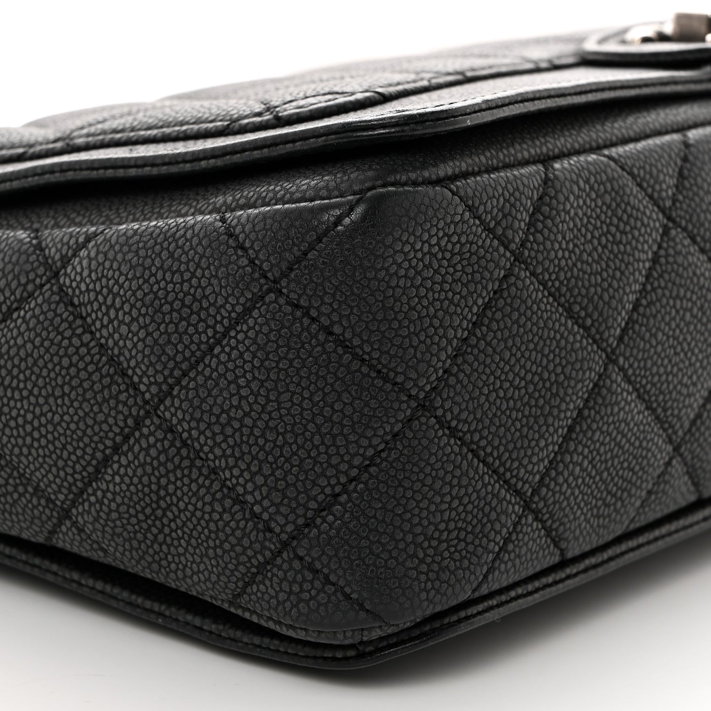 Washed Caviar Quilted Large Turn Around Ligne Flap Grey