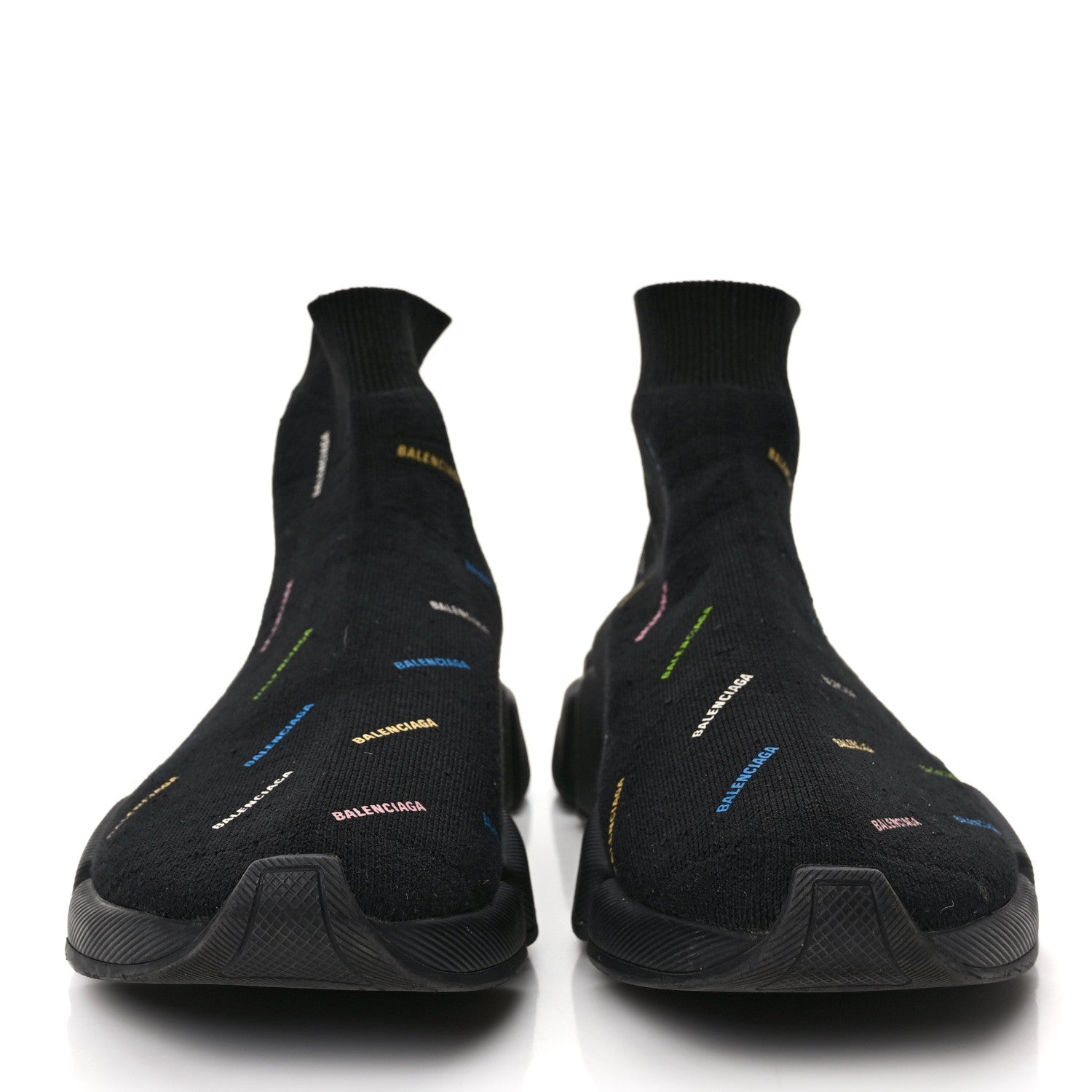 Balenciaga Technical 3D Recycled Knit Allover Logo Mens Speed 2.0 Sneakers 40 Black Multicolor 2 of 9