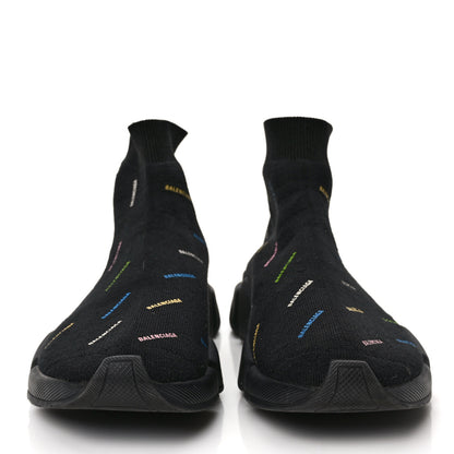 Balenciaga Technical 3D Recycled Knit Allover Logo Mens Speed 2.0 Sneakers 40 Black Multicolor 2 of 9