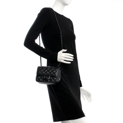 Chanel Crumpled Calfskin Quilted Mini Square Flap So Black 2 of 8