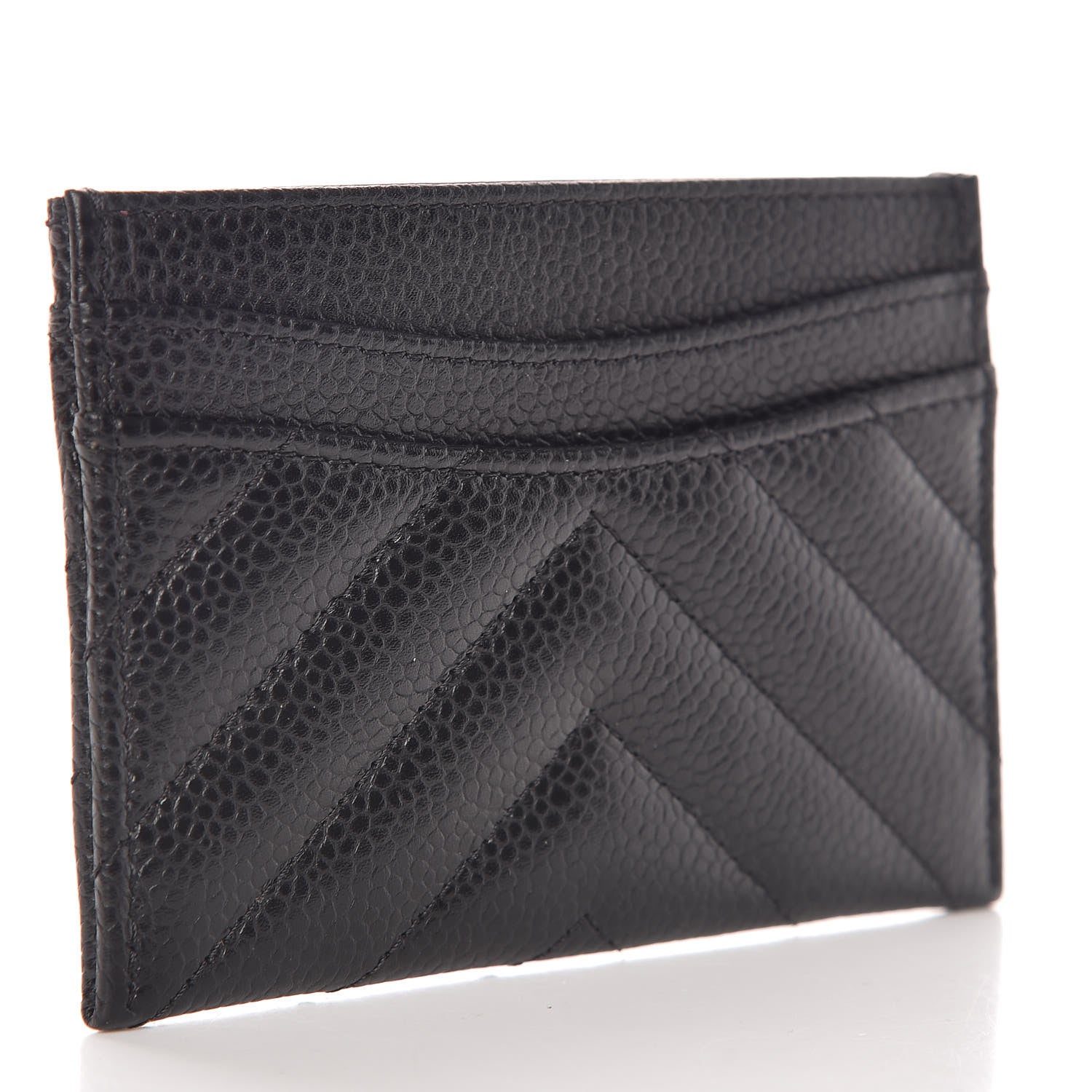 Chanel Caviar Chevron Quilted Card Holder Black 3 of 9