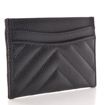 Chanel Caviar Chevron Quilted Card Holder Black 3 of 9