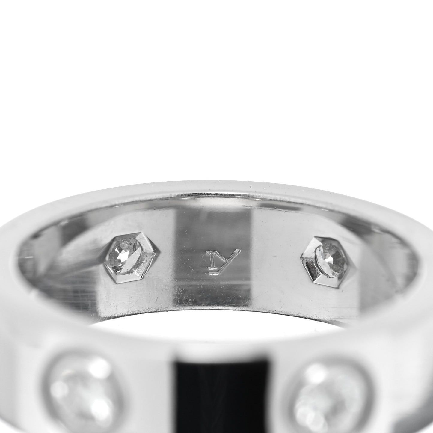 18K White Gold 6 Diamond 5.5mm LOVE Ring 51 5.75