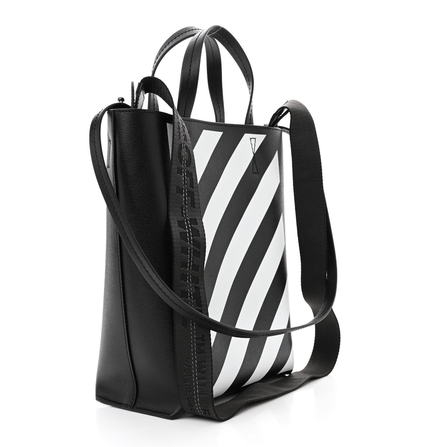 Saffiano Striped Diag Tote Black