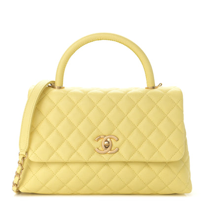 Chanel Caviar Quilted Small Coco Handle Flap Yellow 1 of 9