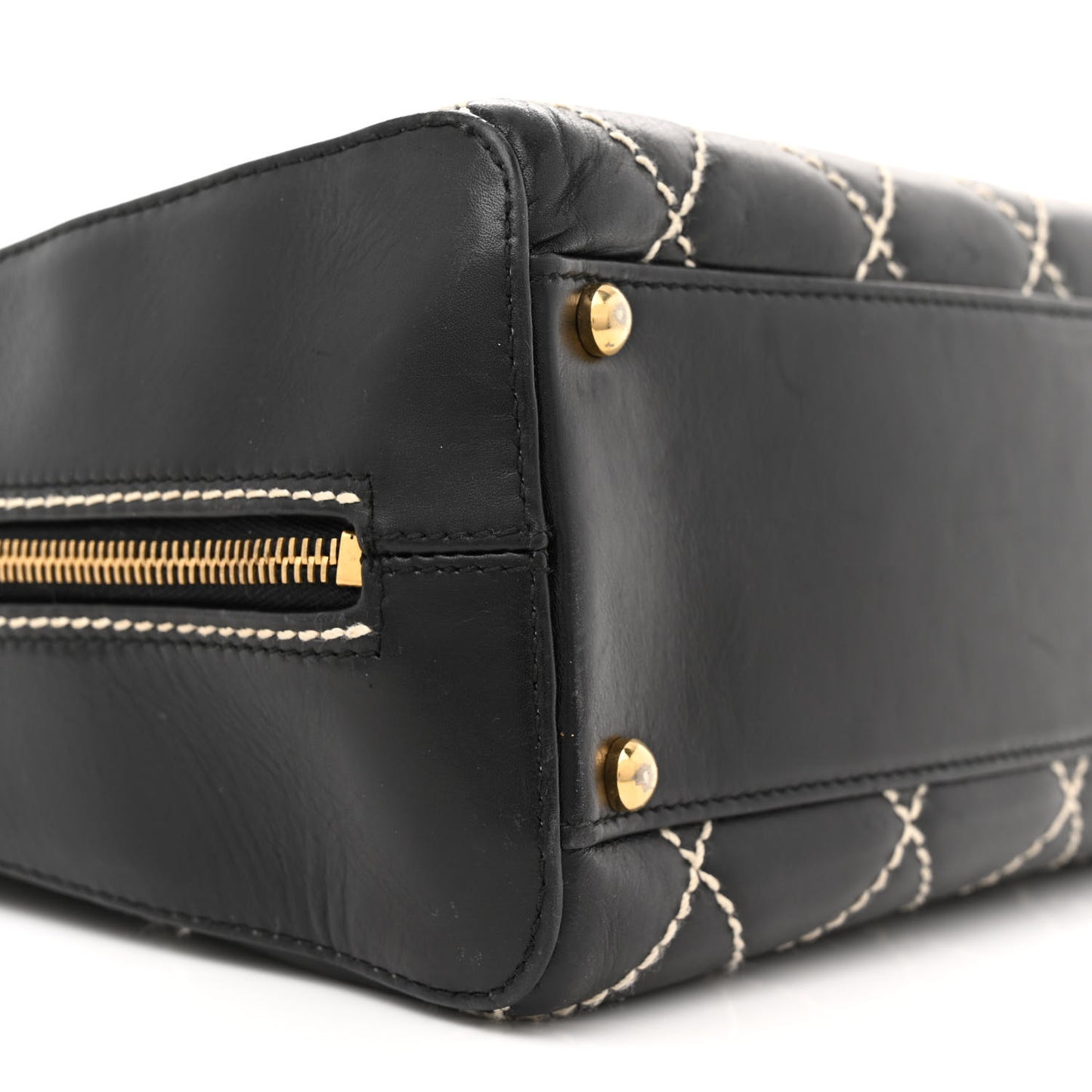 Calfskin Contrast Stitch Surpique Bowler Black
