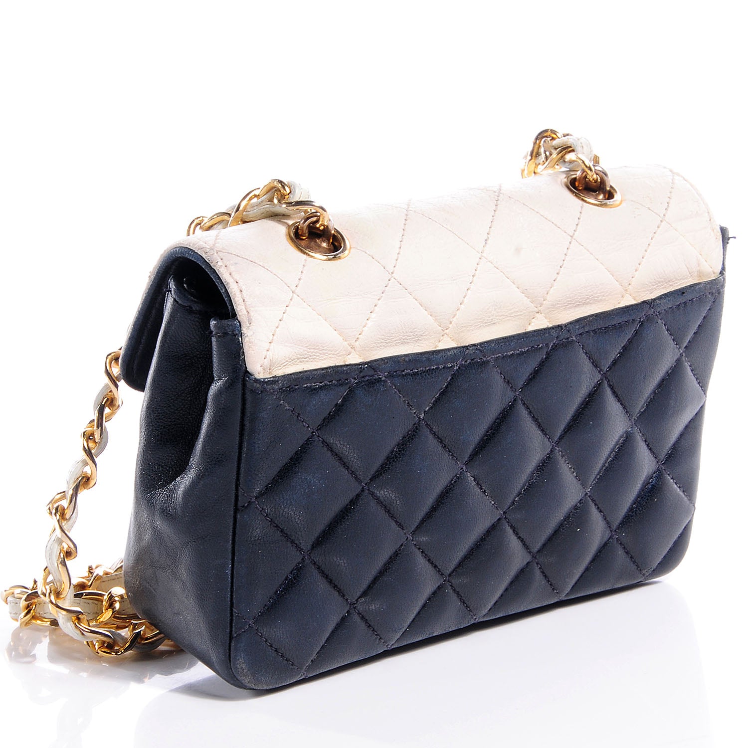 Chanel Lambskin Quilted Bi-Color Extra Mini Flap Navy White 3 of 8