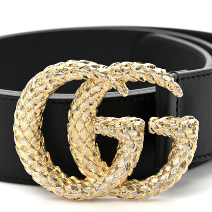 Gucci Moon Calfskin Scales Double G 40mm Belt 90 36 Black 2 of 5
